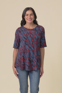 Buttery Red Brushstroke Half Sleeve Top,Video