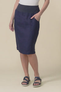 Mylah Navy Linen Stretch Skirt,Video