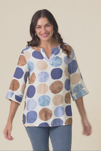 Maddox Navy Spot Cotton Blend Top