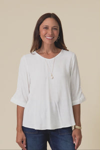 Gomez White Button Top