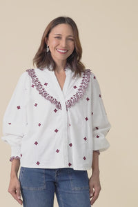 Agnes White Spot Embroidered Shirt,Video