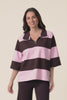 Freedom Chocolate Stripe Cotton Collared Sweat,video