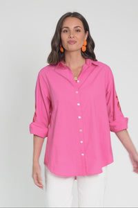 Briella Pink Palm Cotton Shirt