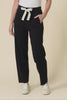 Tenille Black Cotton Barrel Pants