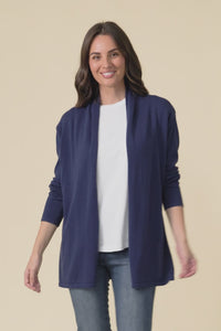Primrose Navy Cotton Drape Cardigan