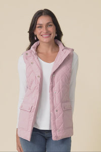 Max Pink Quilted Pocket Vest