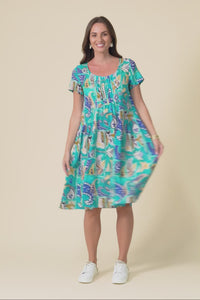 Hanoi Blue Paisley Cotton Blend Dress