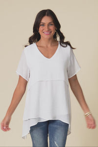 Alvina White Layered Tunic Top,Video