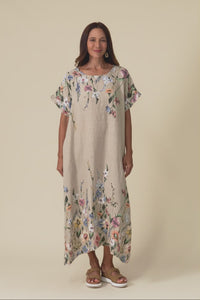 Morrison Beige Floral Linen Pocket Dress