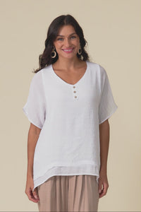 Alison White Layered Button Top
