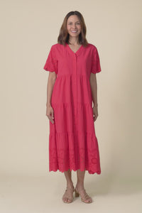 Lilith Red Embroidered Cotton Dress,video
