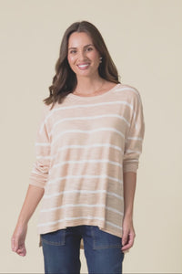 Berlin White Stripe Cotton Blend Knit Top