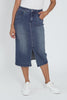 Kylie Dark Wash Denim Midi Skirt,Video