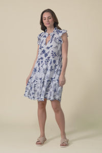 Zeplin Blue Garden Cotton Frill Dress,video