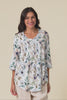 Angelo Blue Floral Cotton Button Top