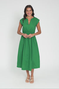 Nelly Green Cotton Midi Dress