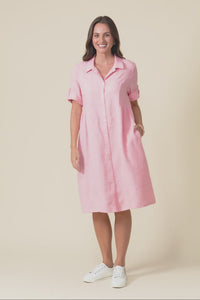 Katy Pink Linen Pocket Dress