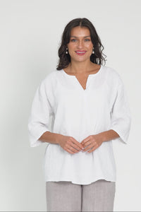 Justine White Linen Top