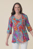 Fia Blue Foliage Sleeved Crinkle Cotton Top,video