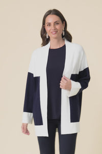 Chase Navy Contrast Knit Cardigan