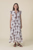 Livia Chocolate Abstract Flutter Sleeve Dress,video