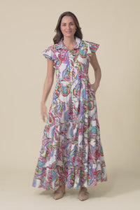 Melody White Paisley Cotton Maxi Dress,video
