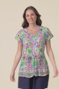 Fia Green Garden Crinkle Cotton Top,Video