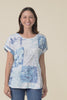 Wilona Blue Botanical Cotton Blend Tee,Video
