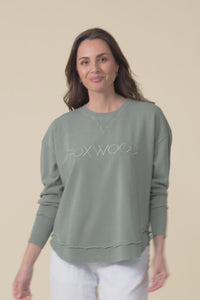Simplified Sage Cotton Crewneck Sweatshirt,video