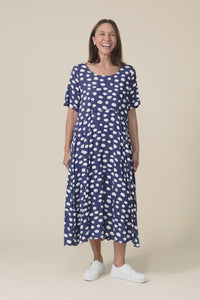 Zaelia Navy Spot Crescent Dress,Video