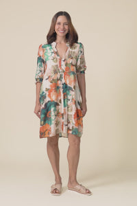 Kat Orange Flower Button Dress,video