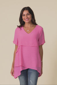 Alvina Candy Pink Layered Tunic Top,Video