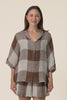 Noemi Chocolate Check Linen Shirt,Video
