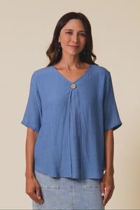 Yasmin Steel Layered Button Top