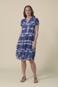 Stassi Navy Tie Dye Crinkle Cotton Dress,video