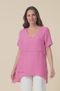 Alvina Candy Pink Layered Tunic Top,video