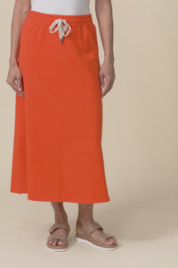 Travel Orange Cotton Maxi Skirt,Video