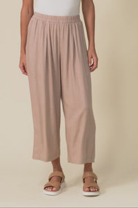 Belinda Taupe Linen Blend Cropped Pants,Video