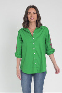 Briella Green Palm Cotton Shirt
