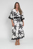 Tessie Black Tropical Linen Kaftan