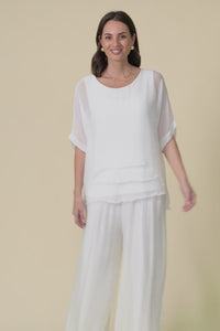 Talia White Silk Layer Top,Video