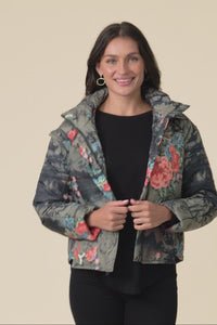 Simona Pink Flower Puffer Jacket