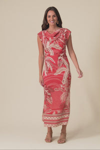 Monique Red Palm Midi Dress
