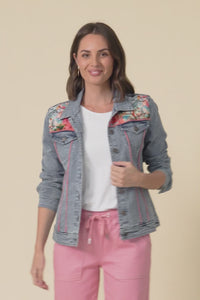 Gerri Pink Garden Denim Jacket