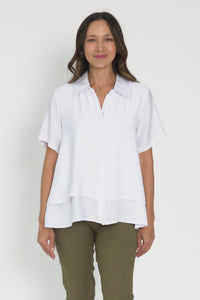 Yasmin White Layered Button Top