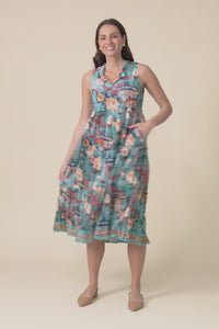 Cosita Light Blue Garden Cotton Pocket Dress,video