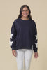 Saskia Navy Cotton Blend Sweatshirt,Video