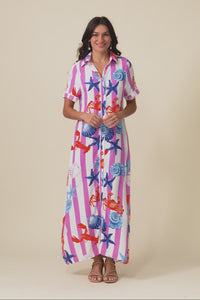 Corine Pink Beach Tie Dress
