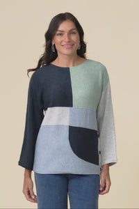 Acton Blue Splice Wool Blend Jumper