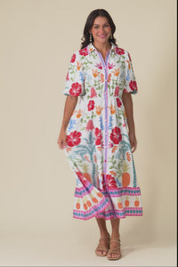 Hettie White Tropical Tie Dress